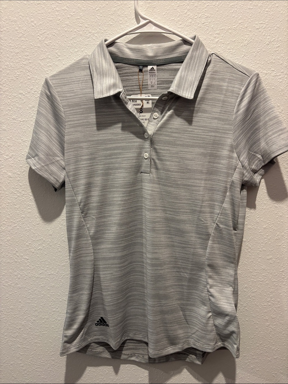 adidas Light Gray Striped Women's Golf Polo